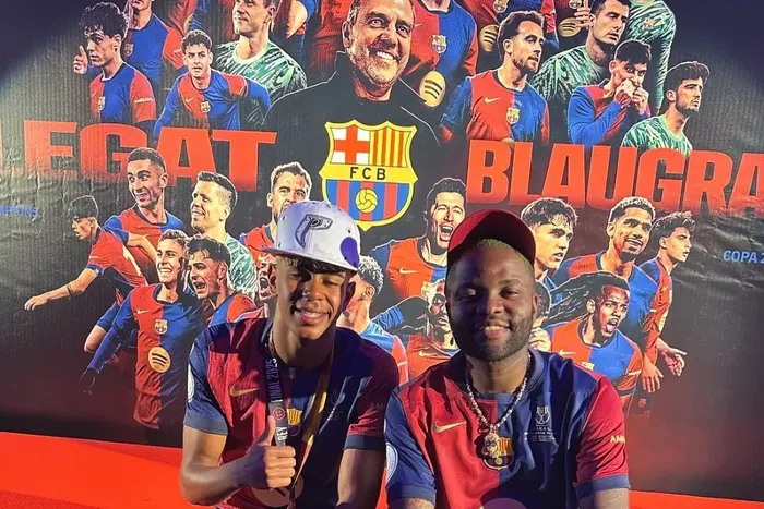 VIDEO: Skales performs at Barcelona’s Copa del Rey party, meets Lamine Yamal, mother
