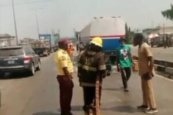 LASTMA averts major disaster as diesel tanker spills content near Oshodi Oke