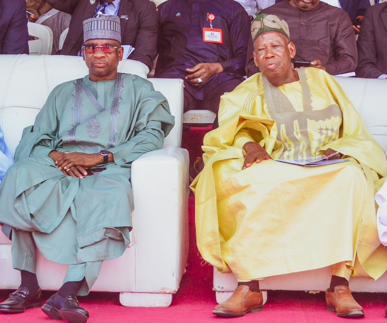 Left-Right: Hon. Ali Bukar Dalori, the Acting National Chairman of the APC and former Kano State Governor, Abdullahi Ganduje. [Facebook:Ali Bukar Dalori]