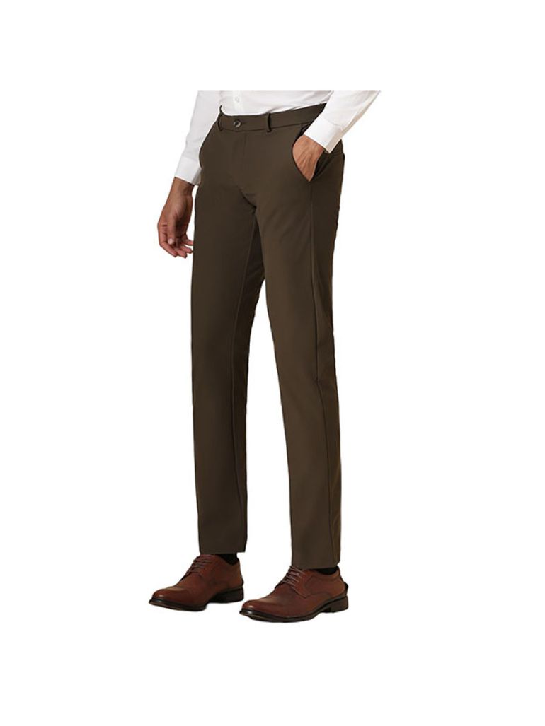Men Plain Pant Trouser | Brown