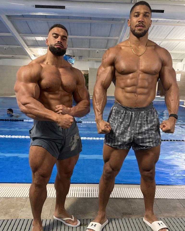 Anthony Joshua and his fitness trainer Latz