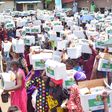 A cross section of beneficiaries of the Glo Foundation Food Drive Initiative during which thousands of cartons of food items and essentials were given out at Ikota, Ajah, Lagos, on Saturday.