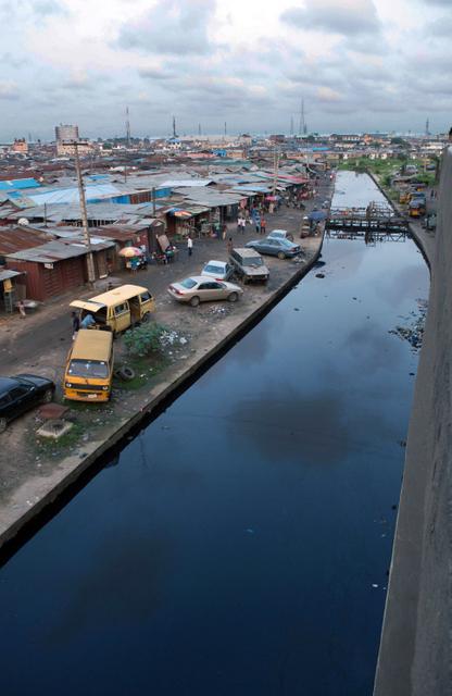 Aerial view of a canal in Iganmu Lagos