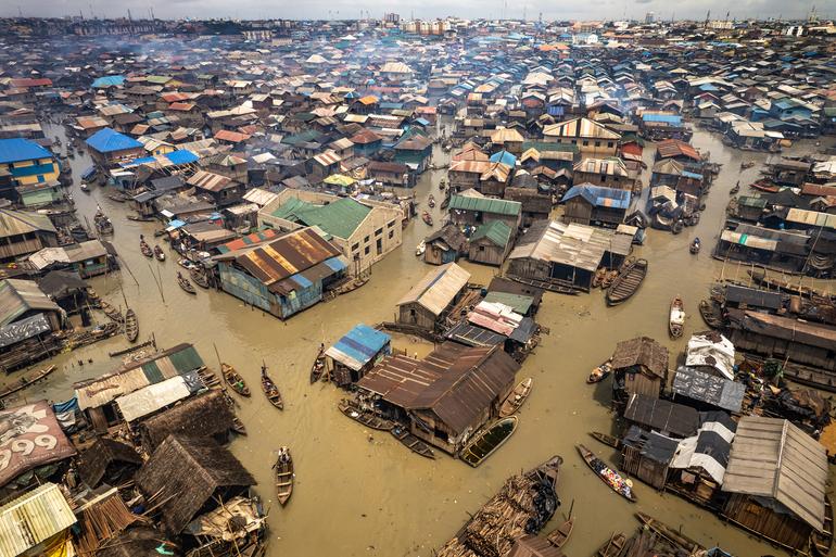 Flooded community in Lagos