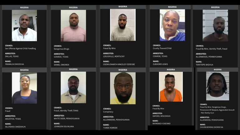 Photos of 10 Nigerians added to US DHS ICE immigration enforcement register
