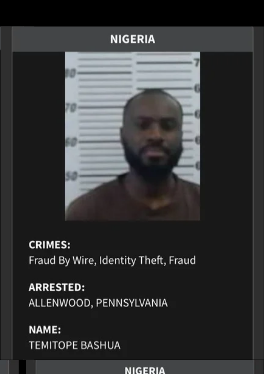 Temitope Bashua, Nigerian listed by US Immigration and Customs Enforcement