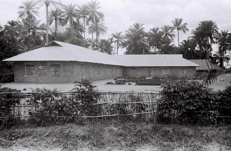 Academic buildings at Hope Waddell Training Institution, Calabar, photographed by Lorenzo Dow Turner in 1951.