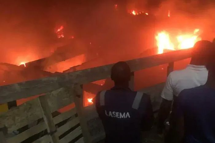 Traders count losses as fire destroys goods worth millions at Lagos spare parts market