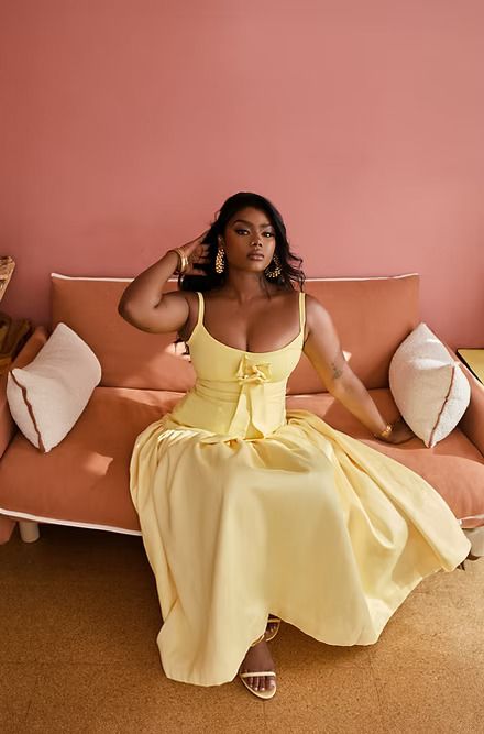 rendoll-yellow-drop-waist-dress