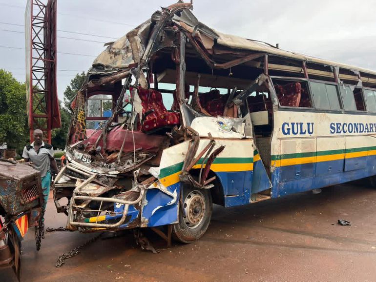 The wrecked bus