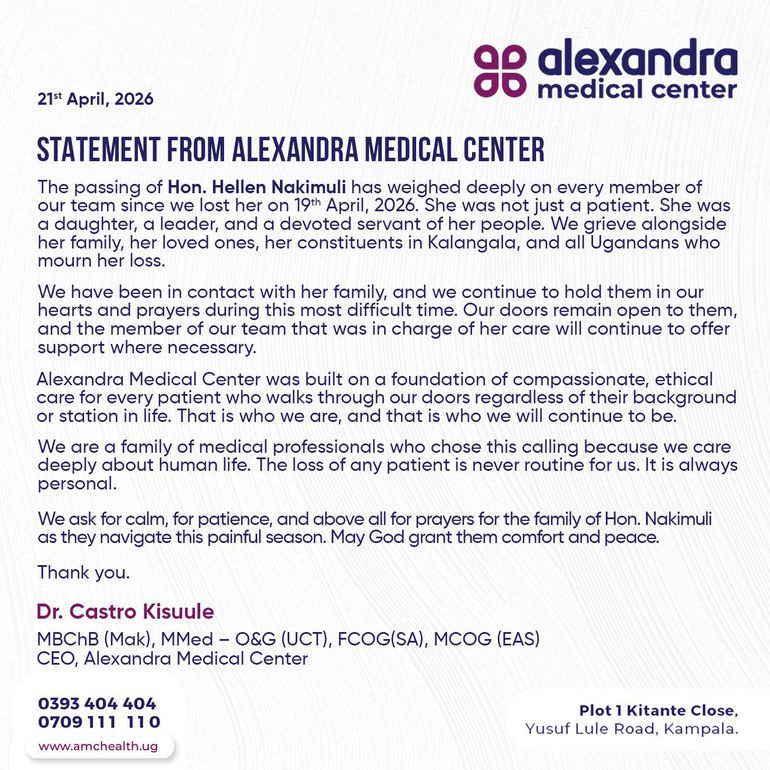 Statement released by Alexandra Medical Center