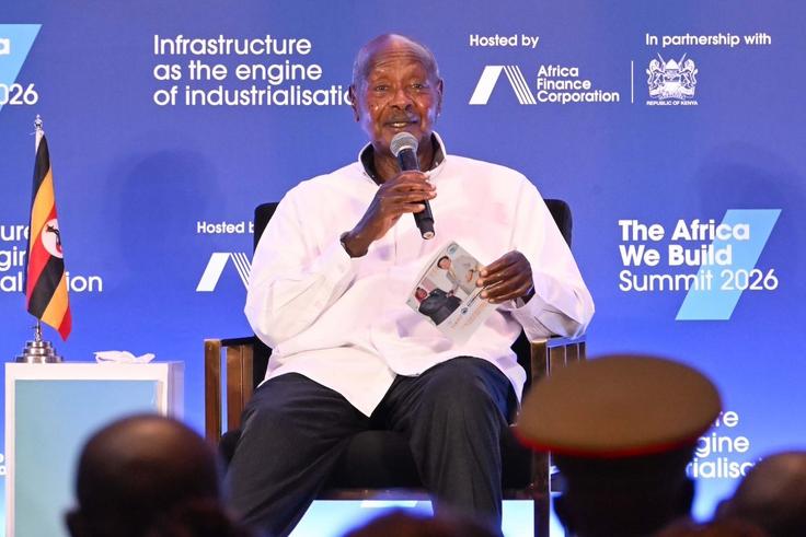 President Yoweri Museveni speaking at the Africa We Build Summit