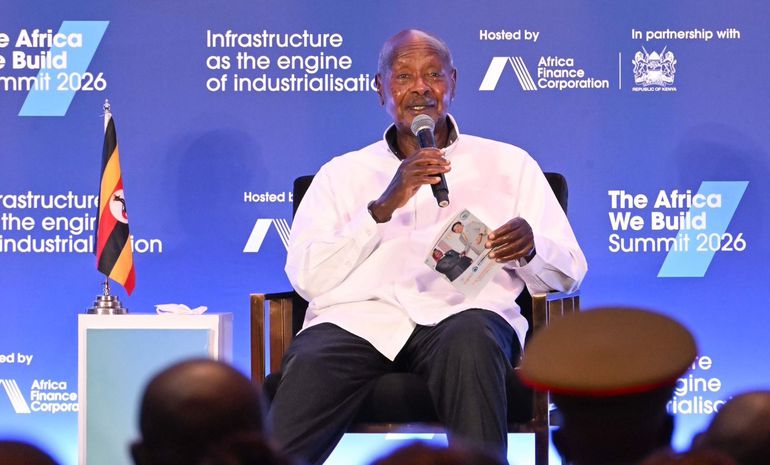 President Yoweri Museveni speaking at the Africa We Build Summit