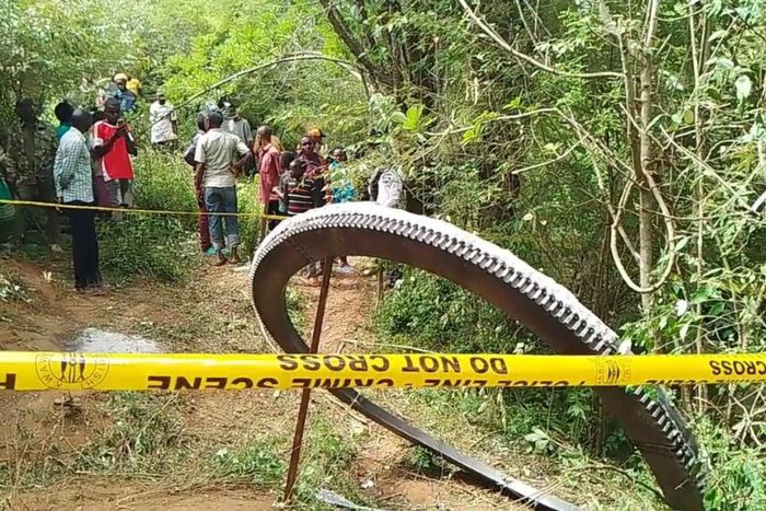 A metallic object that fell from the sky and landed in Mukuku Village, Makueni County, on December 30, 2024.