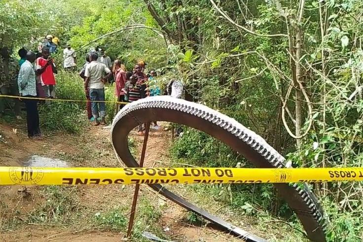 A metallic object that fell from the sky and landed in Mukuku Village, Makueni County, on December 30, 2024.