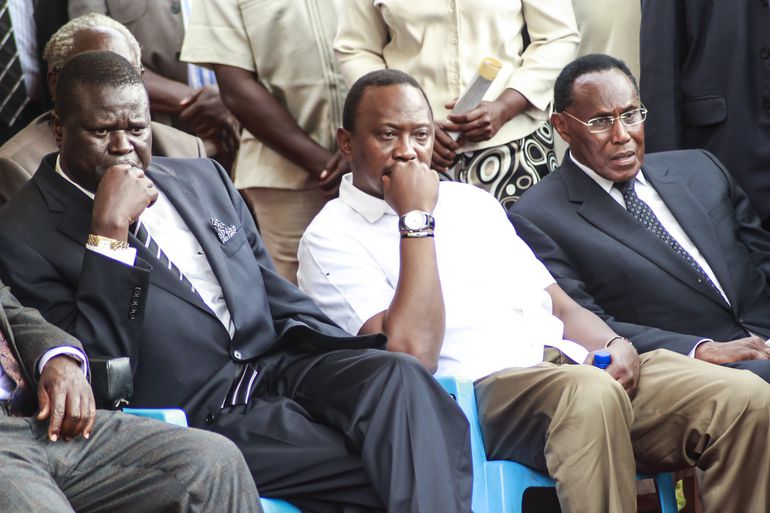 June, 2011: L-R: Asst.Minister for Interior, The Late Orwa Ojode, Finance Minister Uhuru Kenyatta & Interior Minister The Late George Saitoti.
