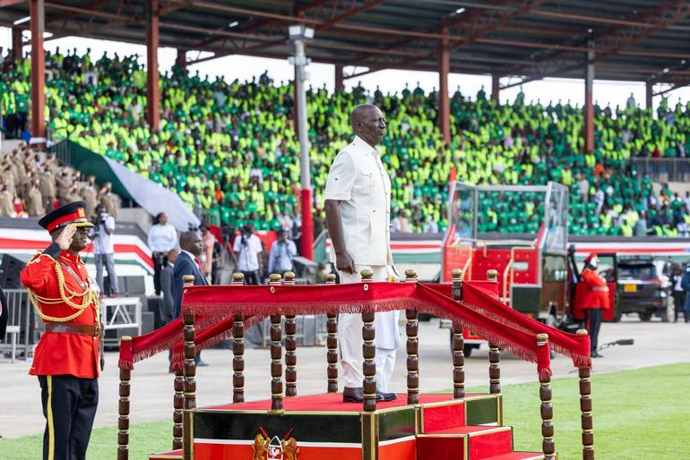President William Ruto during Madaraka Day Celebrations in Wajir Stadium