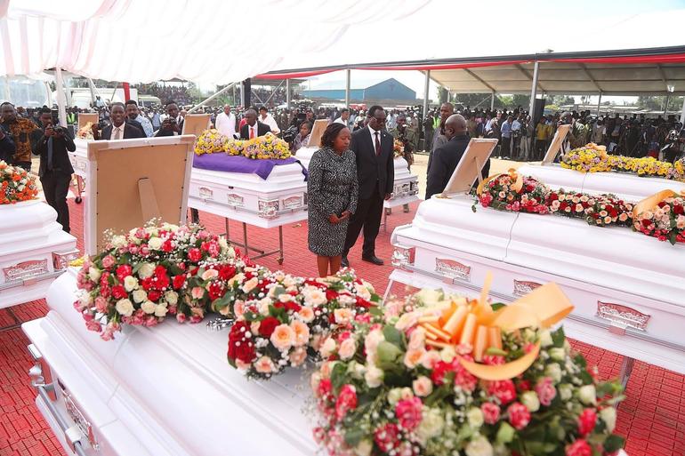 First Lady Rachel attends a joint requiem mass held for 15 of the 16 students from Utumishi Girls Academy at the Gilgil Stadium on June 12, 2026 (Image: Files)