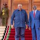 Former President Former President Uhuru Kenyatta alongside his successor, President William Ruto, at State House, Nairobi