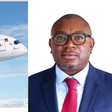 Photo collage of a Kenya Airways (KQ) plane and newly appointed CEO and former Company Secretary Habil Waswani (Image: KQ)