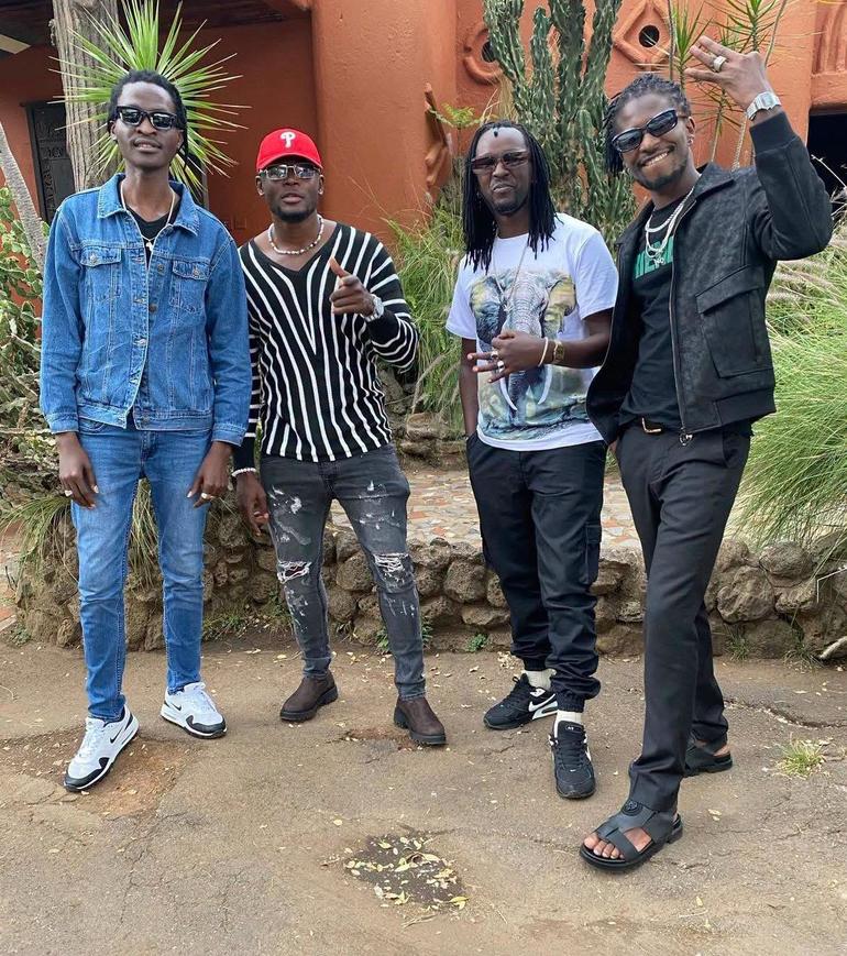 An undated image of musicians Arrow Bwoy and H_Art the band hanging out in Nairobi, Kenya (Image: Files)