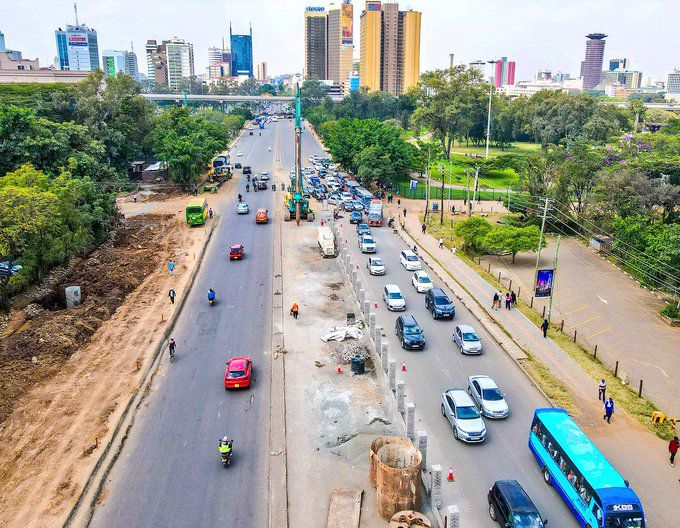 Viaduct being constructed along Kenyatta Avenue