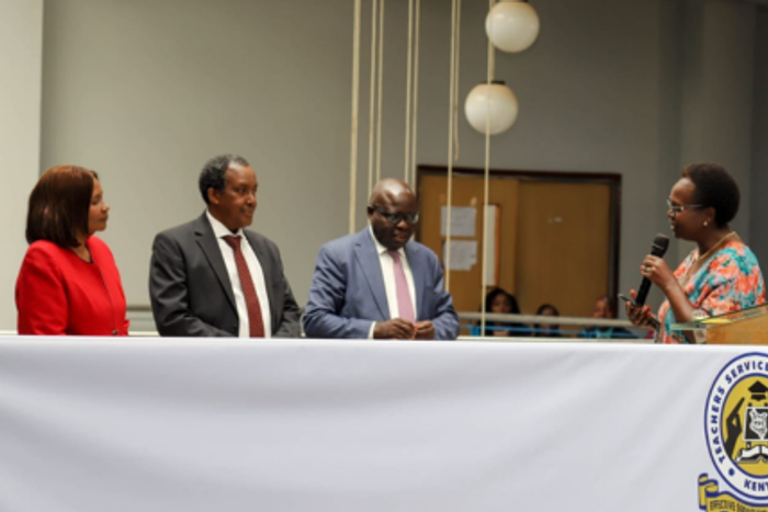 TSC Acting CEO Evaleen Mitei joins Secretariat staff during the commission’s 2026 New Year Thanksgiving prayer day