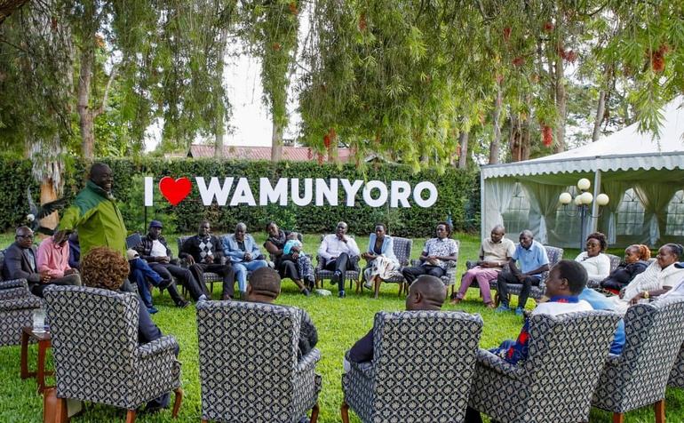 File image of Rigathi Gachagua hosting a delegation at his Wamunyoro home.
