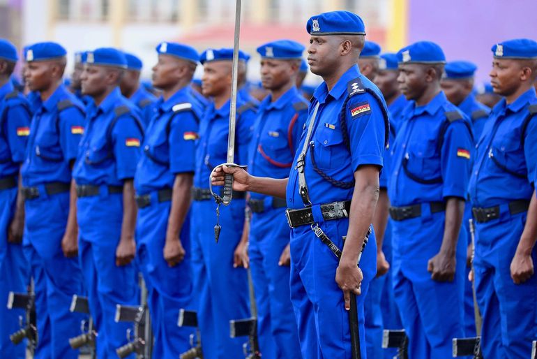 Police officers during a passout parade