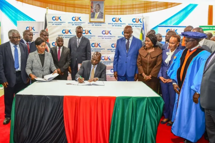 President William Ruto when he awarded a charter to the Open University of Kenya