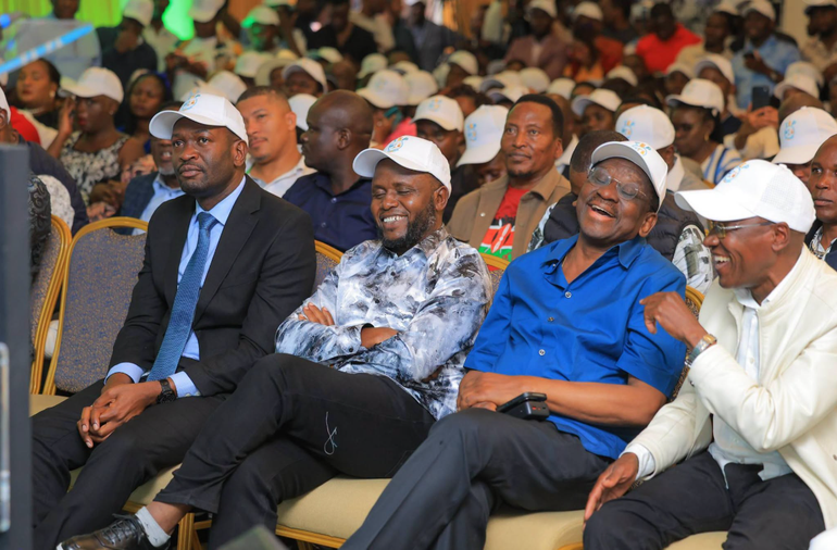 Linda Mwananchi leaders donning TEP caps as Sifuna unveiled the party as his new political vehicle