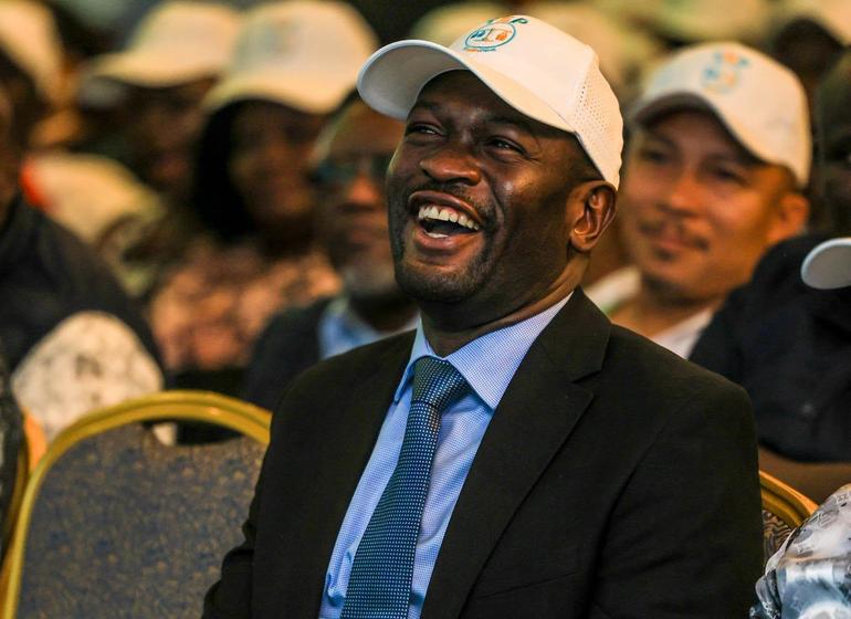 Edwin Sifuna as he unveiled his political vehicle for the 2027 race against President William Ruto