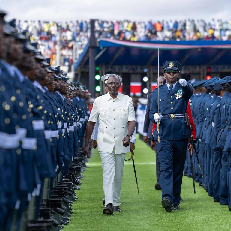 President William Ruto inspecting a guard of honour