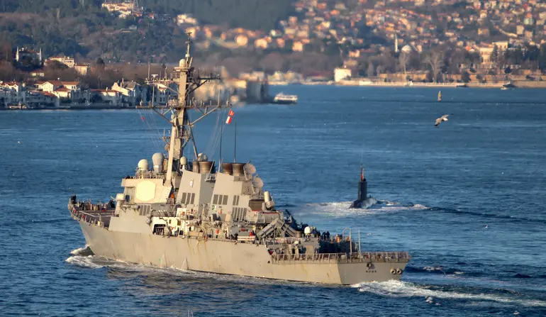 The destroyer USS Ross originally deployed in March 2026 as part of the George H.W. Bush Carrier Strike Group (Image: Files)
