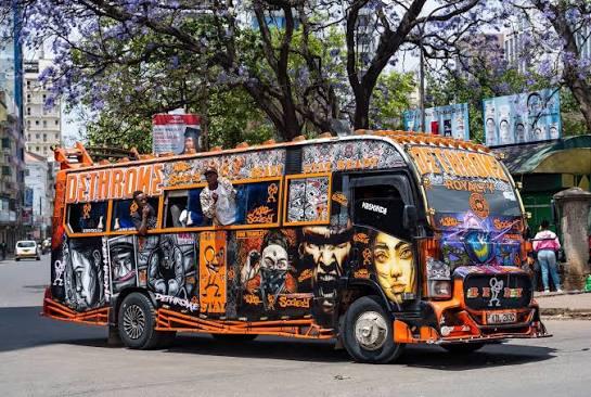 Top-tier matatus (known as nganyas) are covered from top to bottom in elaborate, custom-designed graffiti and murals (Image: Files)