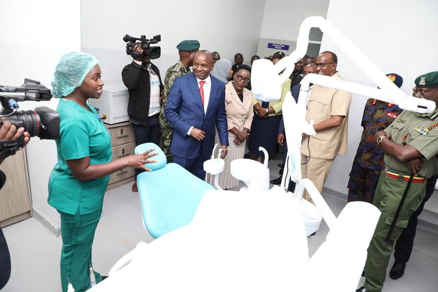 Kithure Kindiki and Aden Duale tour the National Police Level 4 Hospital in Nairobi on May 17, 2024