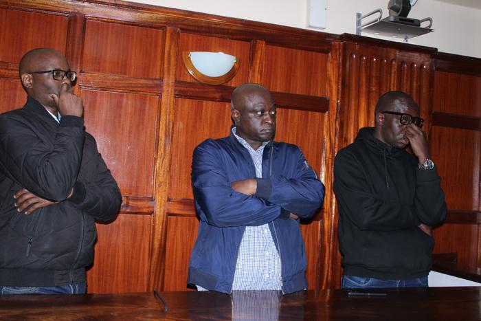 Francis Asanyo, Peter Omari and Elvis Obaigwa when they appeared in court