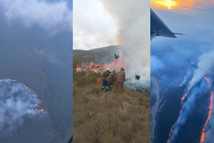 Part of Mount Kenya engulfed in flames as firefighters battle raging inferno