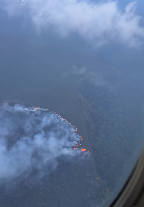 A screengrab image taken from videos showing a section of Mount Kenya  on fire [Mount Kenya Trust]