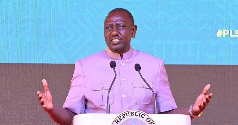 President William Ruto speaking during a past function