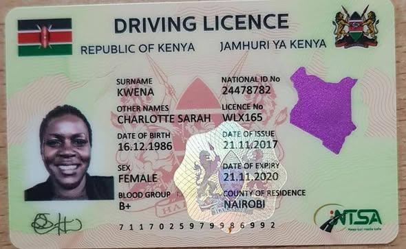 The new look Kenyans Driving Licence yet to be launched by the NTSA, which shall hold the holder's blood group details (Image: Files)