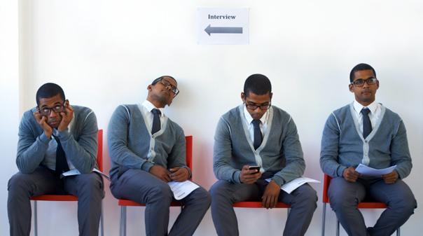 An AI-generated image of youths lining up for a job interview (Image: Files)