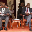 The late former President Daniel Moi with William Ruto at a past event