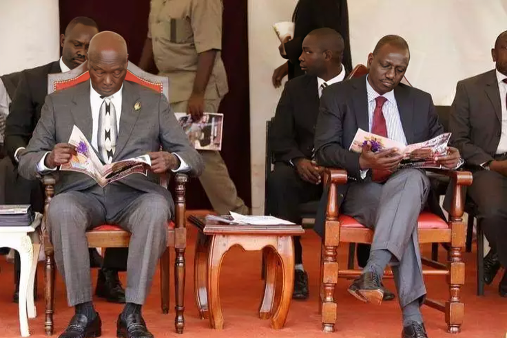 The late former President Daniel Moi with William Ruto at a past event