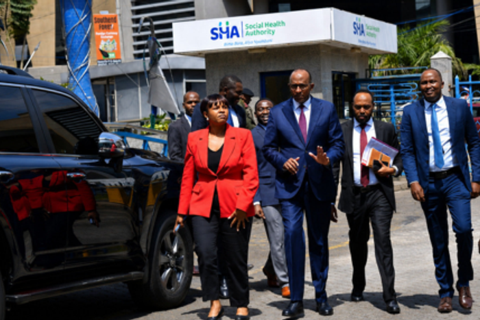 Health CS Aden Duale with SHA CEO  Dr Mercy Mwangangi ahead of National Ambulance Dispatch Centre launch. (Image: SHA)