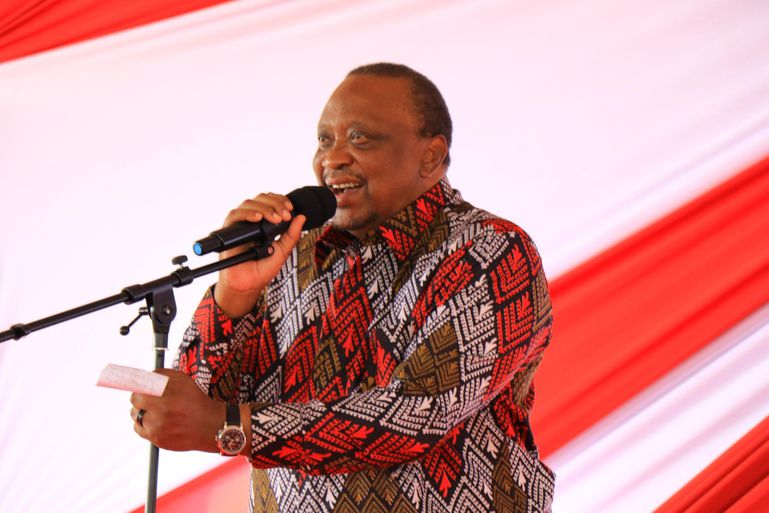 President Uhuru Kenyatta speaking during a Jubilee Grassroots leaders meeting in Muranga