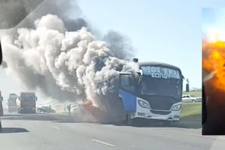 Scores escape death as Modern Coast bus catches fire along Nairobi-Nakuru highway