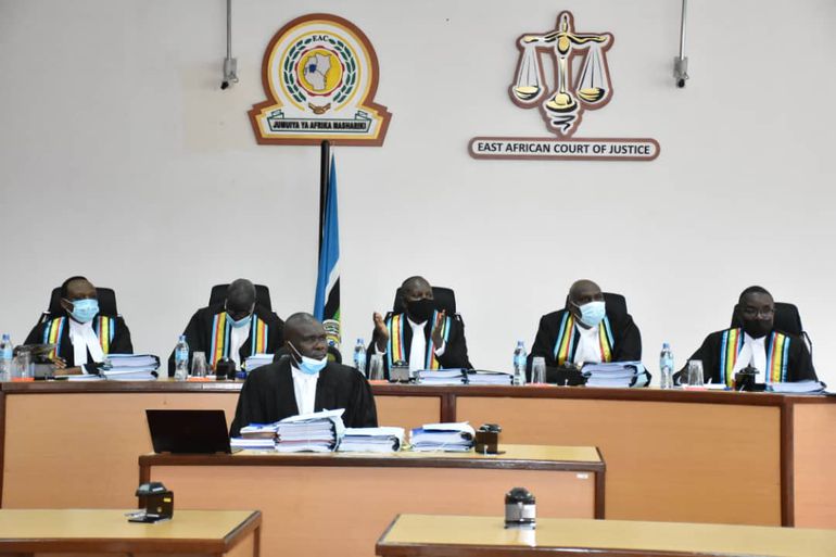 Past photo showing the East African Court of Justice in session