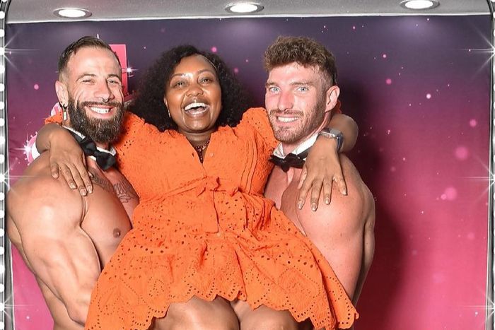 Senator Millicent Omanga with Chippendales dancers