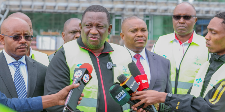 Sports Cabinet Secretary Salim Mvurya after conducting an inspection of the Talanta City Stadium in November 2025